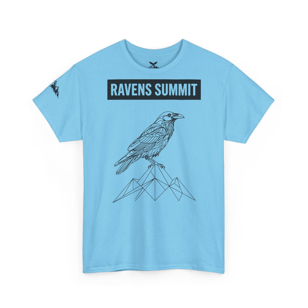 Raven Summit Tee — Minimal Mountain Raven Line Art Graphic T-Shirt