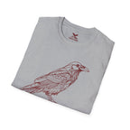 Raven Line Art T‑Shirt — Geometric Mountain Raven Sketch Tee