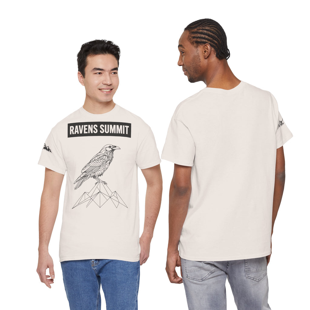 Raven Summit Tee — Minimal Mountain Raven Line Art Graphic T-Shirt