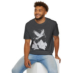 Mountain Raven Tee — Minimal Line Art Bird & Peaks Graphic T-Shirt