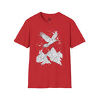 Mountain Raven Tee — Minimal Line Art Bird & Peaks Graphic T-Shirt