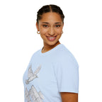 Mountain Raven Tee — Minimal Line Art Bird & Peaks Graphic T-Shirt