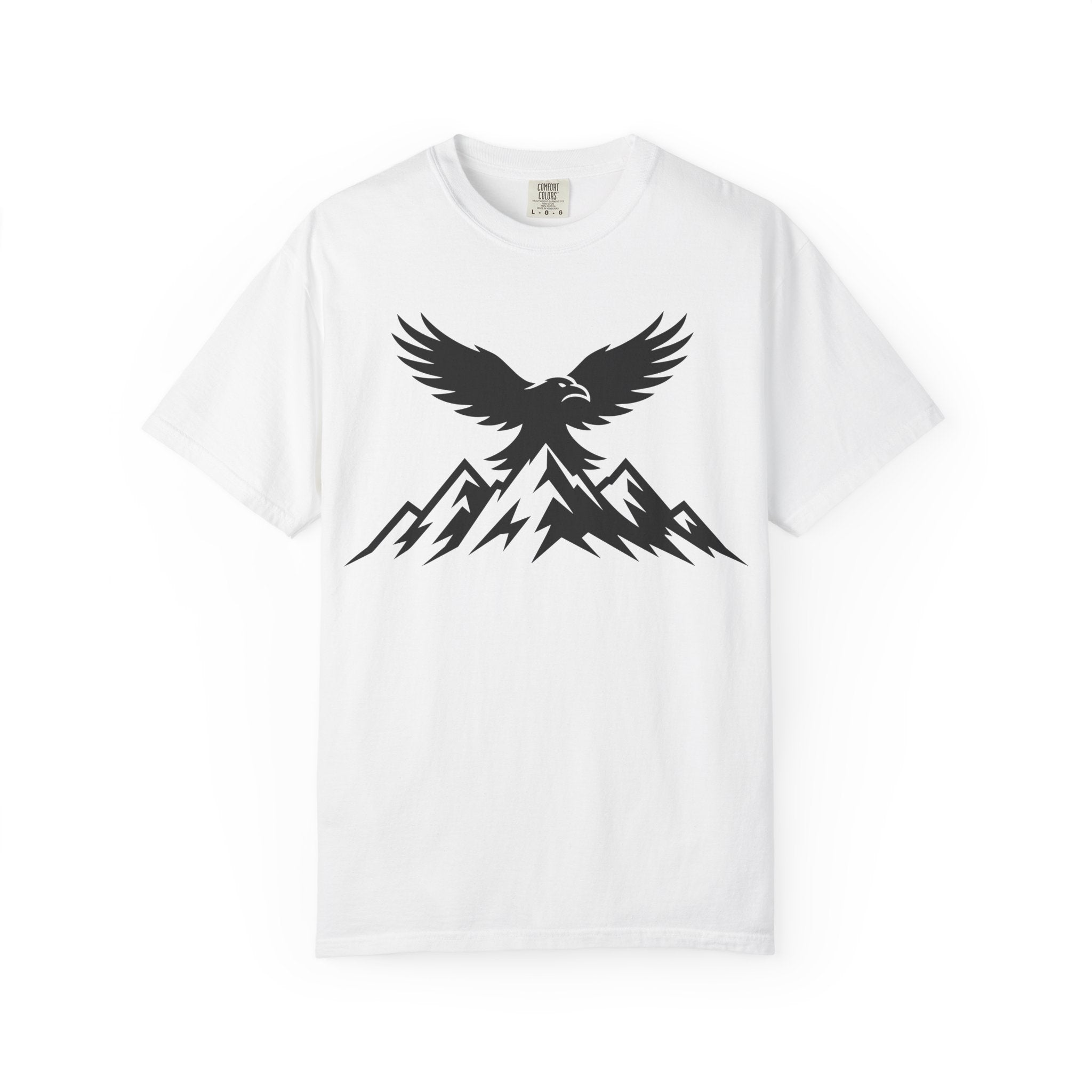 Ravens Summit Mountain T-Shirt — Eagle Over Peaks Graphic Tee Light