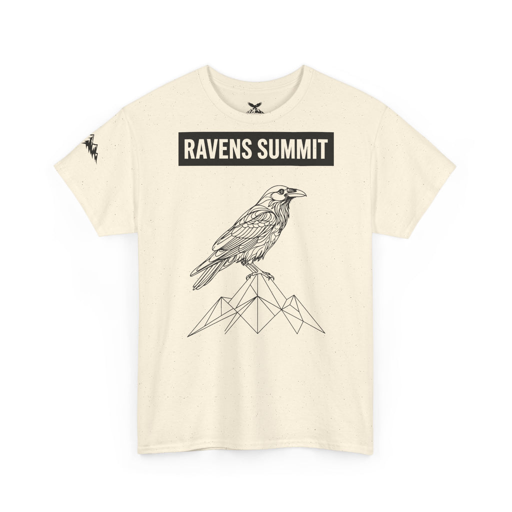 Raven Summit Tee — Minimal Mountain Raven Line Art Graphic T-Shirt