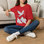 Mountain Raven Tee — Minimal Line Art Bird & Peaks Graphic T-Shirt