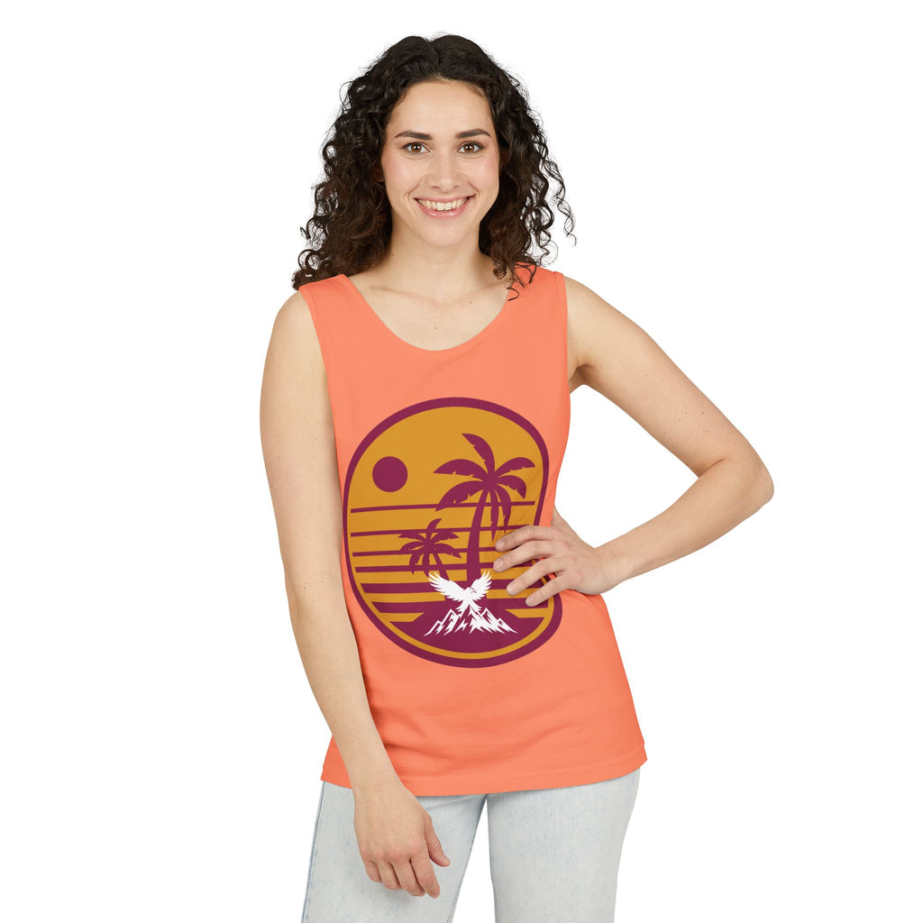 Ravens Summit Sunset Palm Tank Top  — Retro Beach Vibes Graphic Tank
