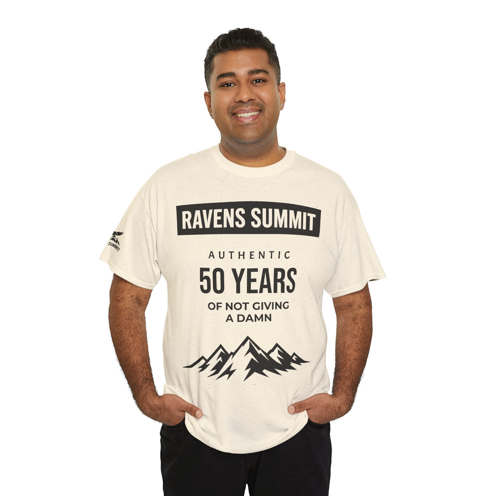 Customisable Ravens Summit 50 Years Tee — "Authentic 50 Years of Not Giving a Damn" Mountain Graphic T‑Shirt