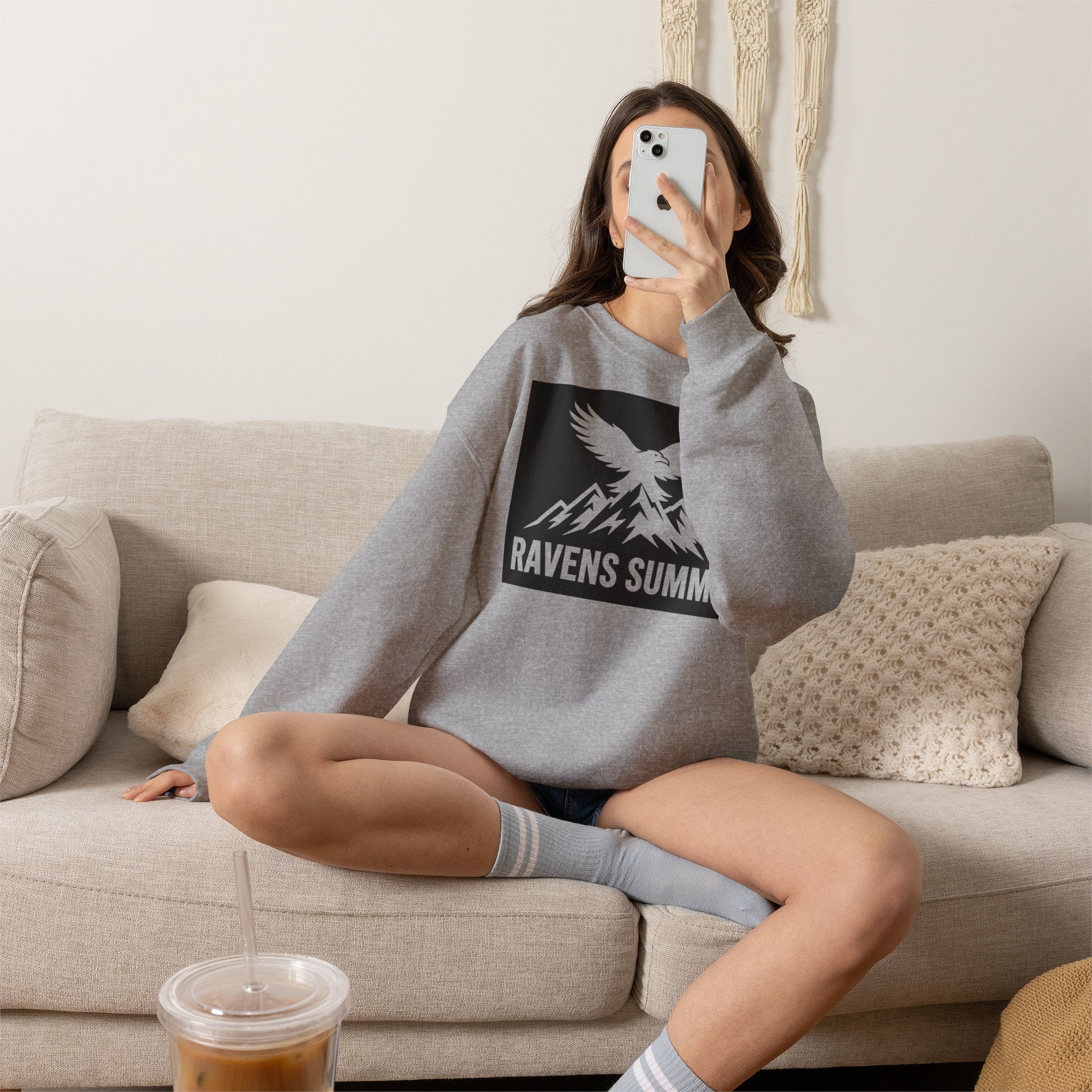 Ravens Summit Crewneck Sweatshirt — Mountain Raven Graphic Pullover