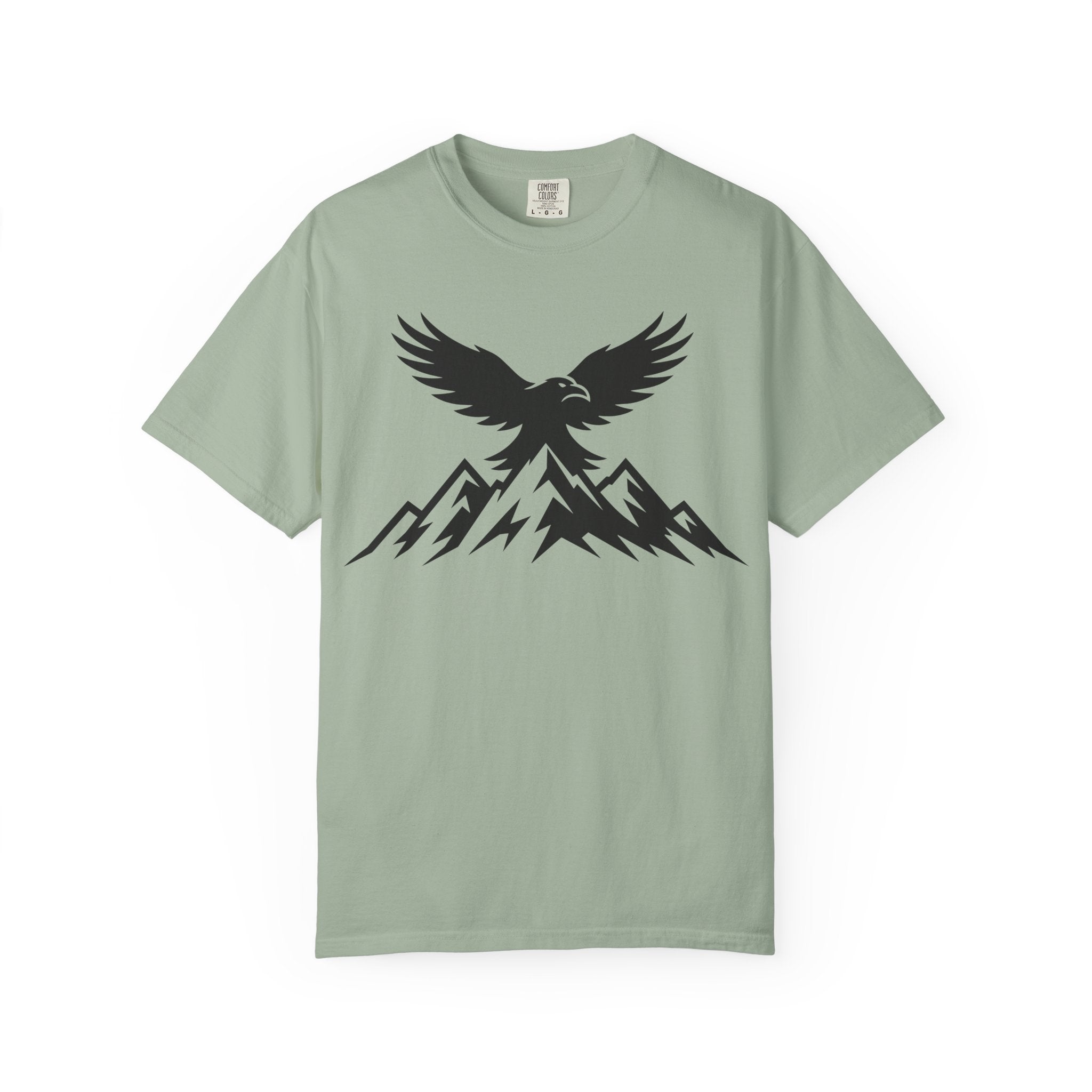 Ravens Summit Mountain T-Shirt — Eagle Over Peaks Graphic Tee Light