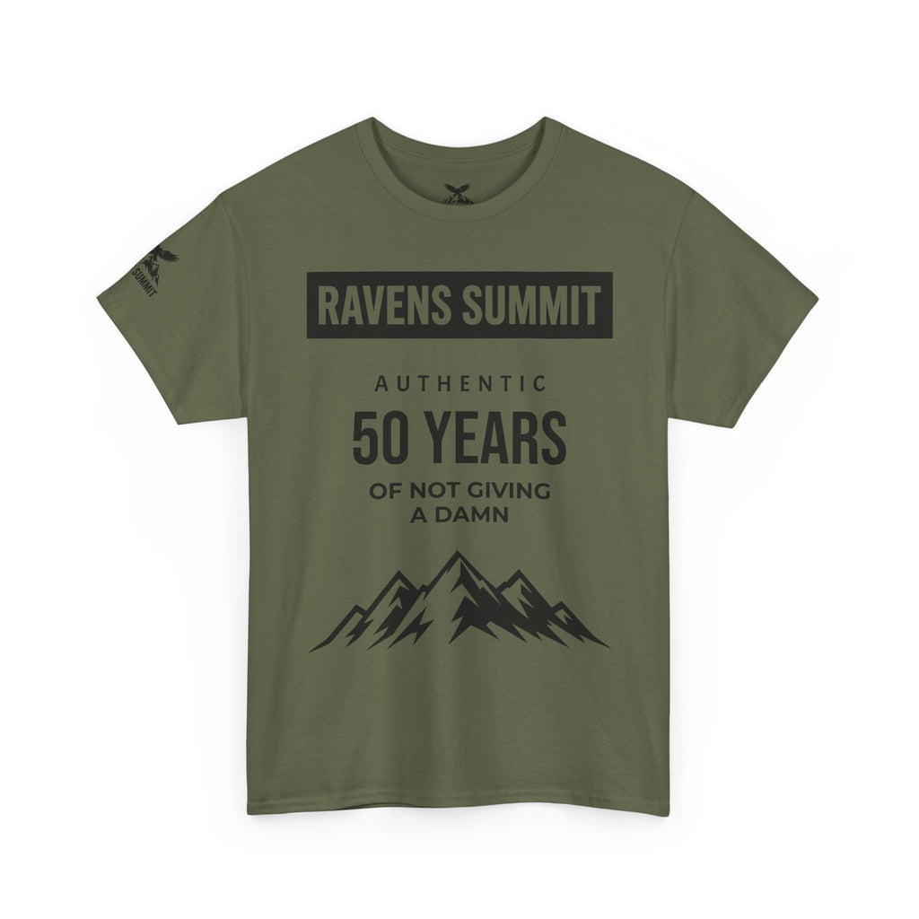 Customisable Ravens Summit 50 Years Tee — "Authentic 50 Years of Not Giving a Damn" Mountain Graphic T‑Shirt