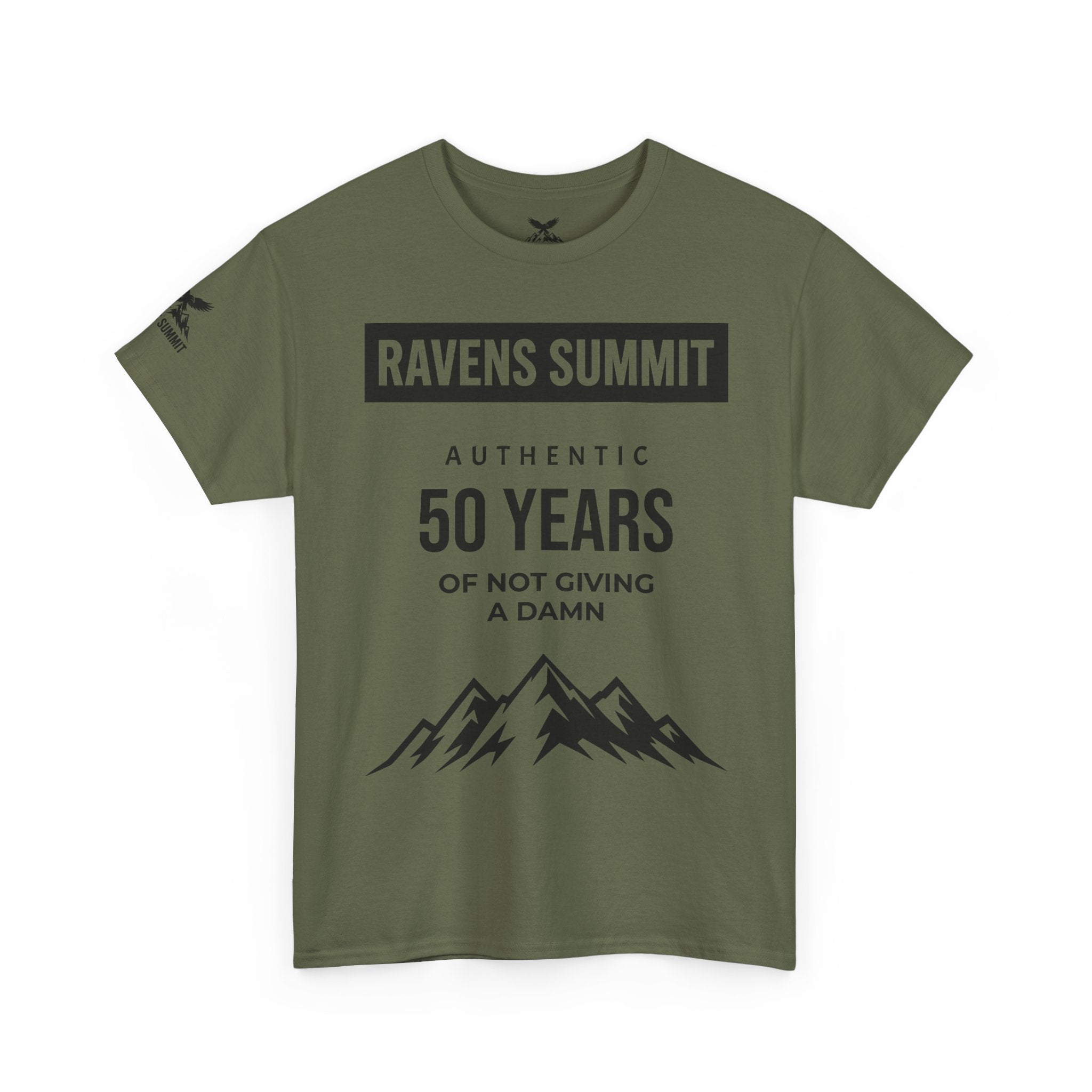 Customisable Ravens Summit 50 Years Tee — "Authentic 50 Years of Not Giving a Damn" Mountain Graphic T‑Shirt