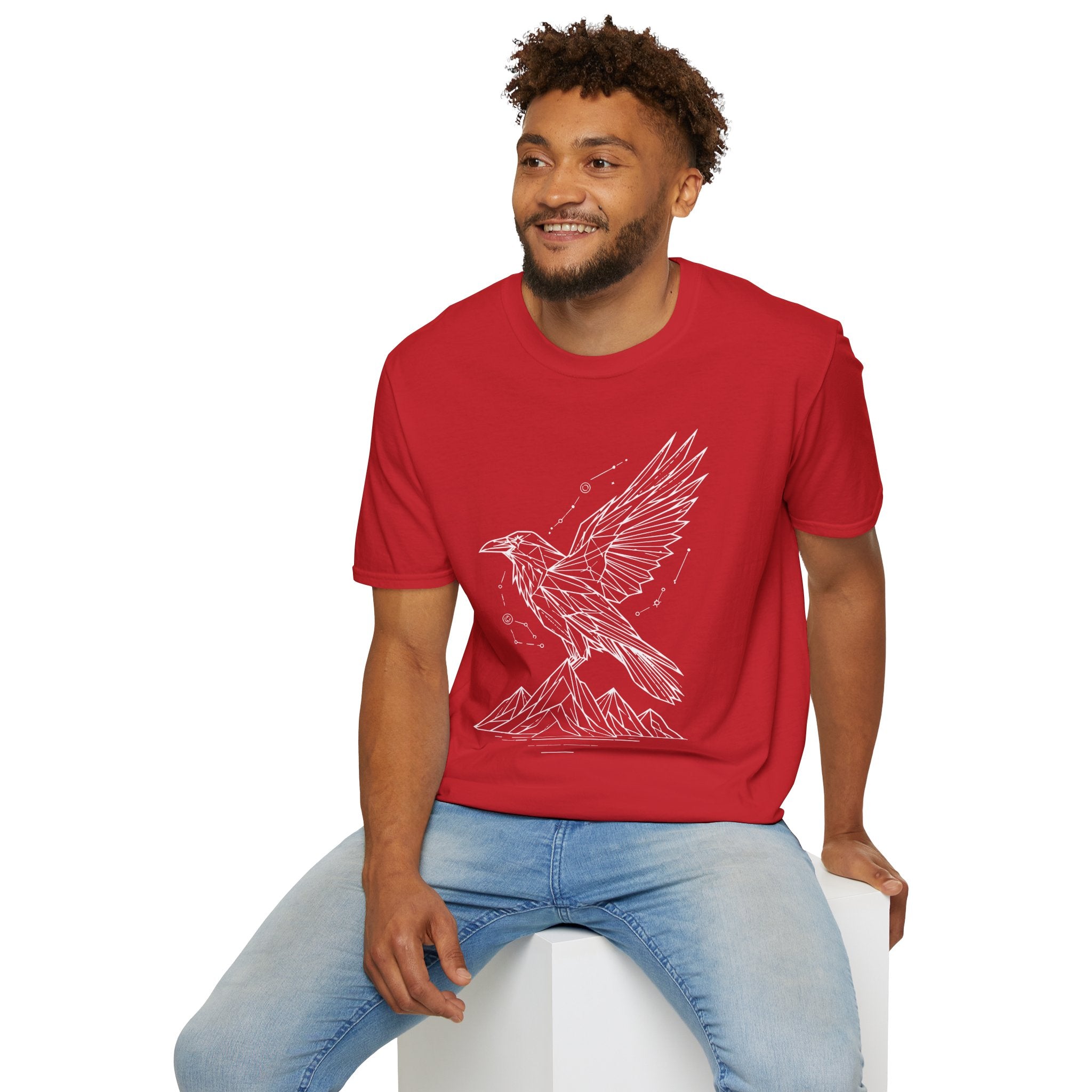 Geometric Raven Tee — Minimal Line Art Constellation T Shirt