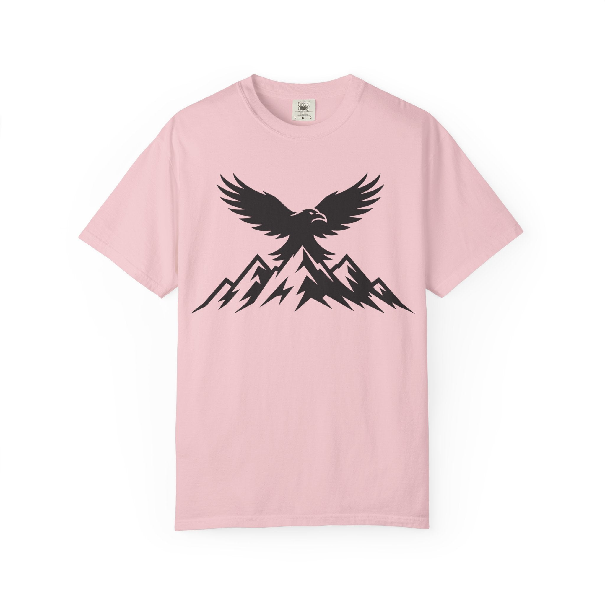 Ravens Summit Mountain T-Shirt — Eagle Over Peaks Graphic Tee Light