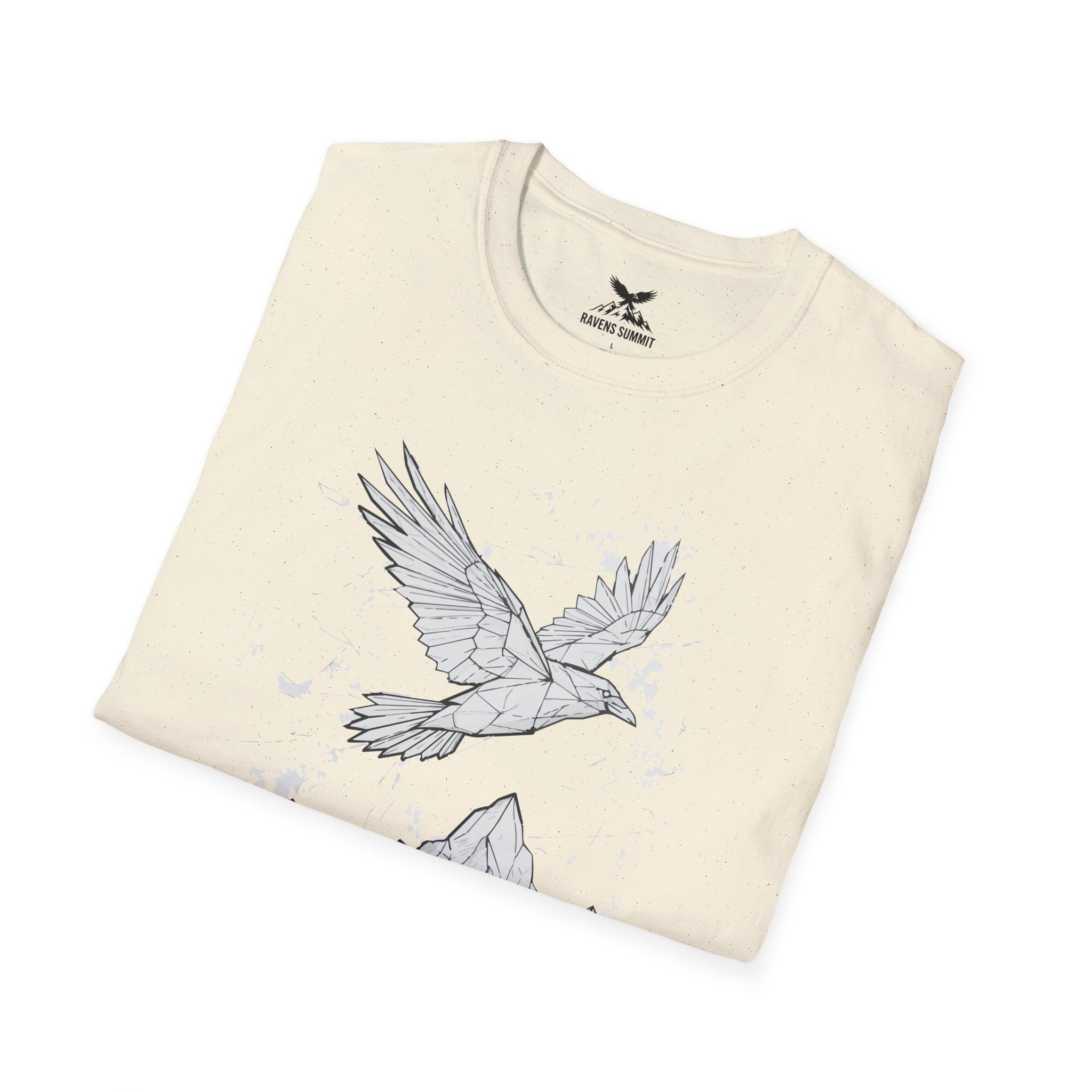 Mountain Raven Tee — Minimal Line Art Bird & Peaks Graphic T-Shirt