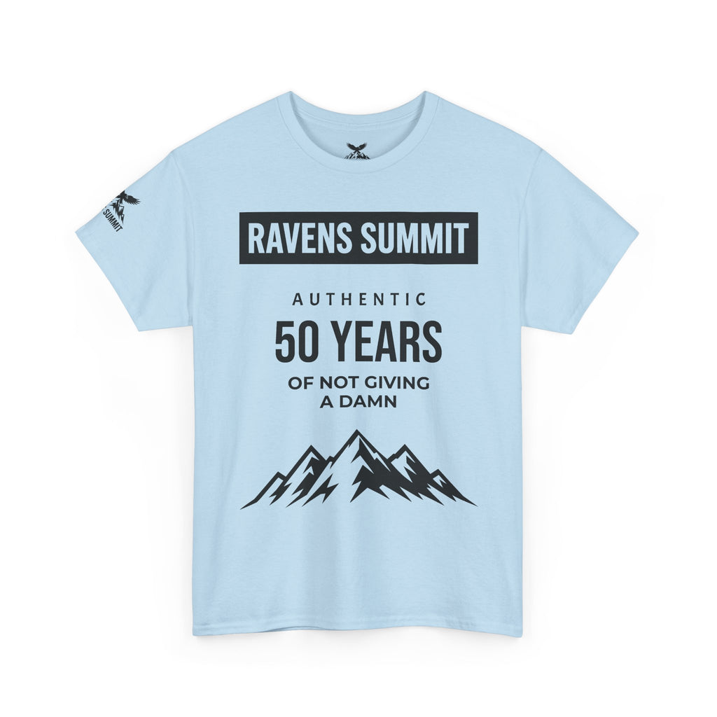 Customisable Ravens Summit 50 Years Tee — "Authentic 50 Years of Not Giving a Damn" Mountain Graphic T‑Shirt