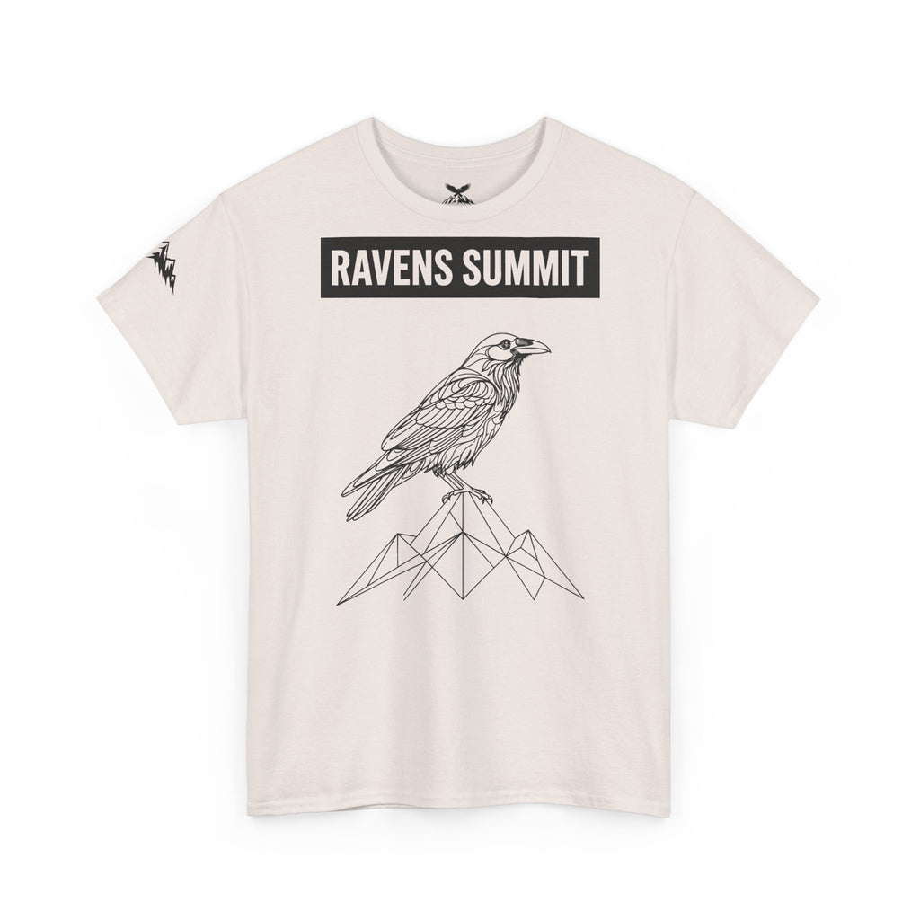 Raven Summit Tee — Minimal Mountain Raven Line Art Graphic T-Shirt