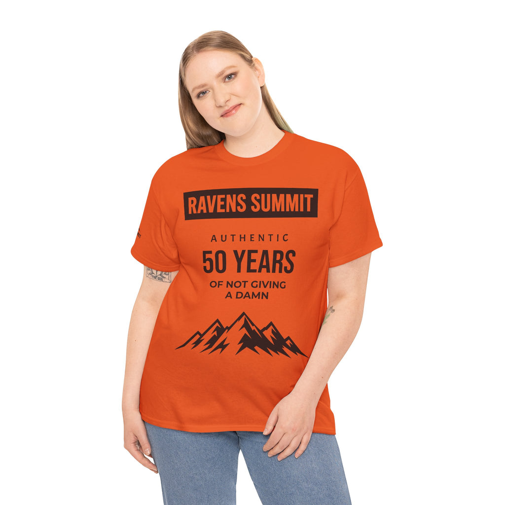Customisable Ravens Summit 50 Years Tee — "Authentic 50 Years of Not Giving a Damn" Mountain Graphic T‑Shirt