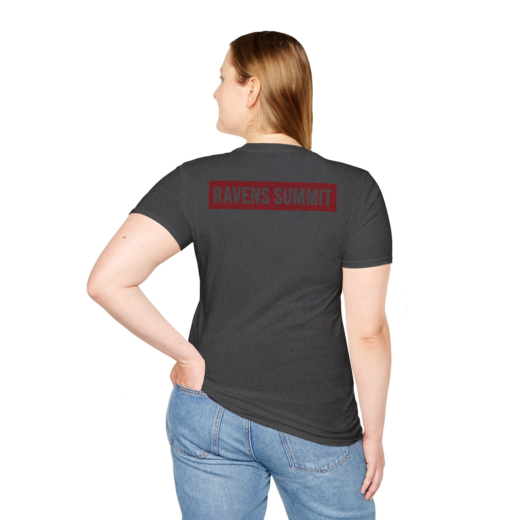 Raven Line Art T‑Shirt — Geometric Mountain Raven Sketch Tee