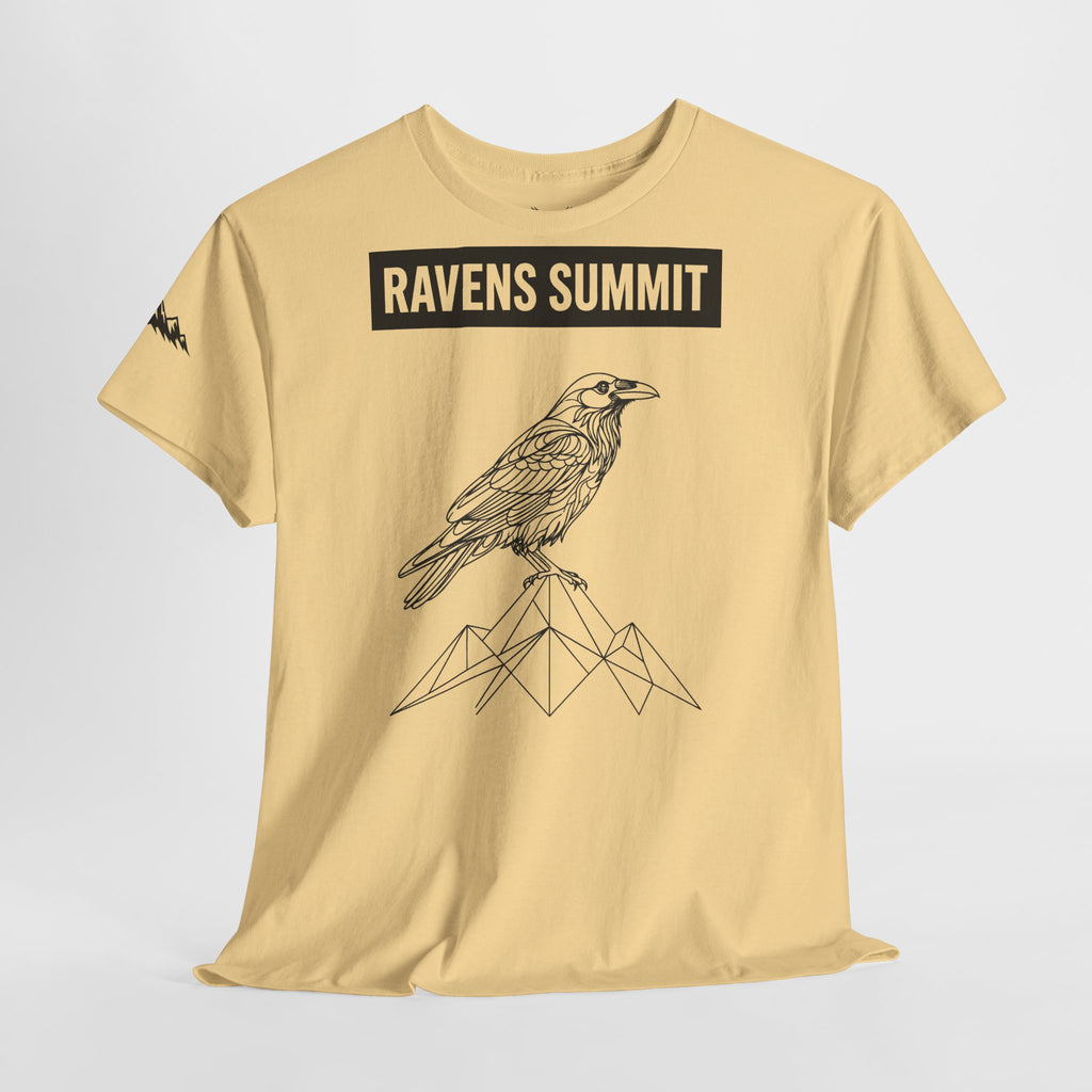 Raven Summit Tee — Minimal Mountain Raven Line Art Graphic T-Shirt