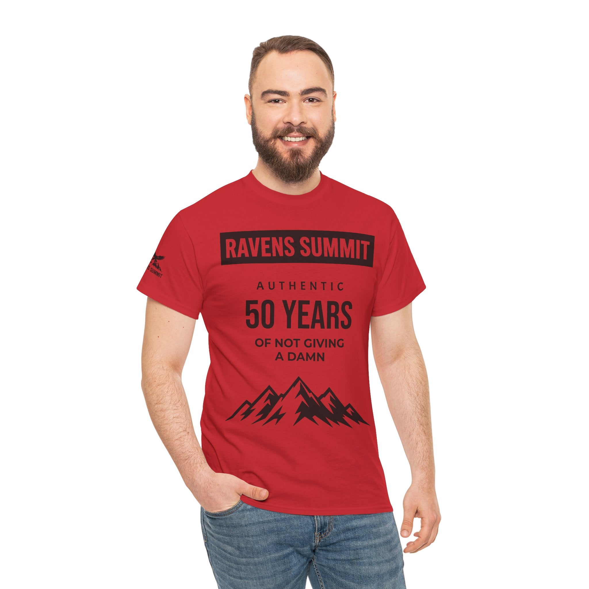 Customisable Ravens Summit 50 Years Tee — "Authentic 50 Years of Not Giving a Damn" Mountain Graphic T‑Shirt
