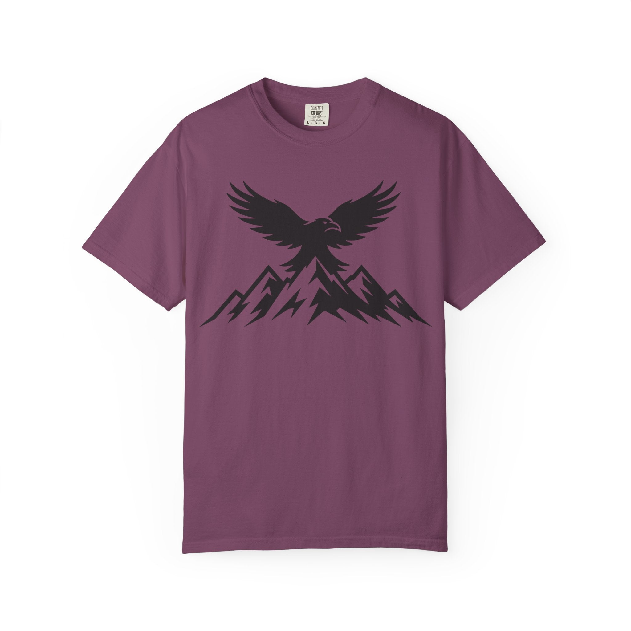 Ravens Summit Mountain T-Shirt — Eagle Over Peaks Graphic Tee Light