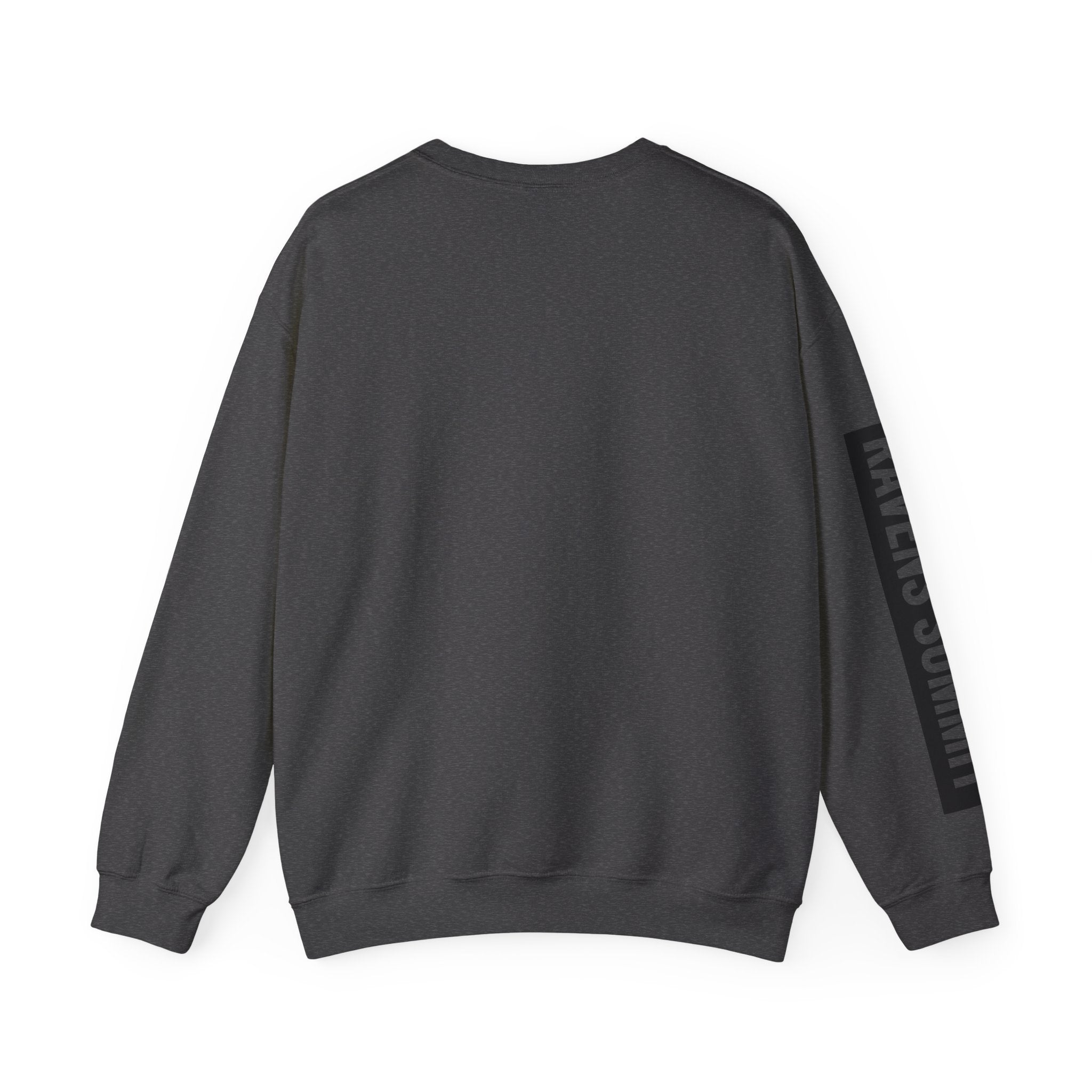 Crewneck Sweatshirt — Geometric Mountain Raven Illustration with 'Ravens Summit' Sleeve
