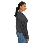 Crewneck Sweatshirt — Geometric Mountain Raven Illustration with 'Ravens Summit' Sleeve