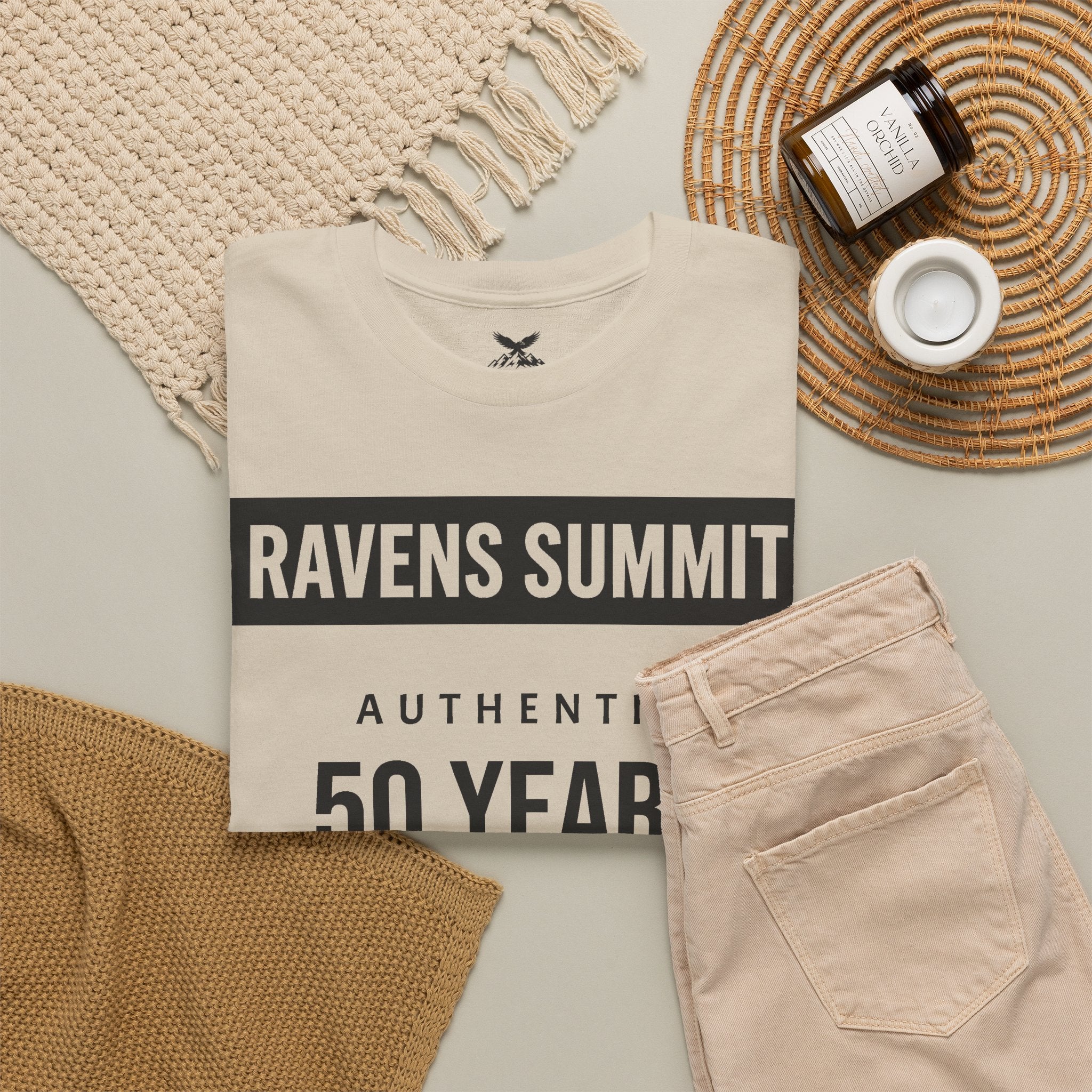 Customisable Ravens Summit 50 Years Tee — "Authentic 50 Years of Not Giving a Damn" Mountain Graphic T‑Shirt