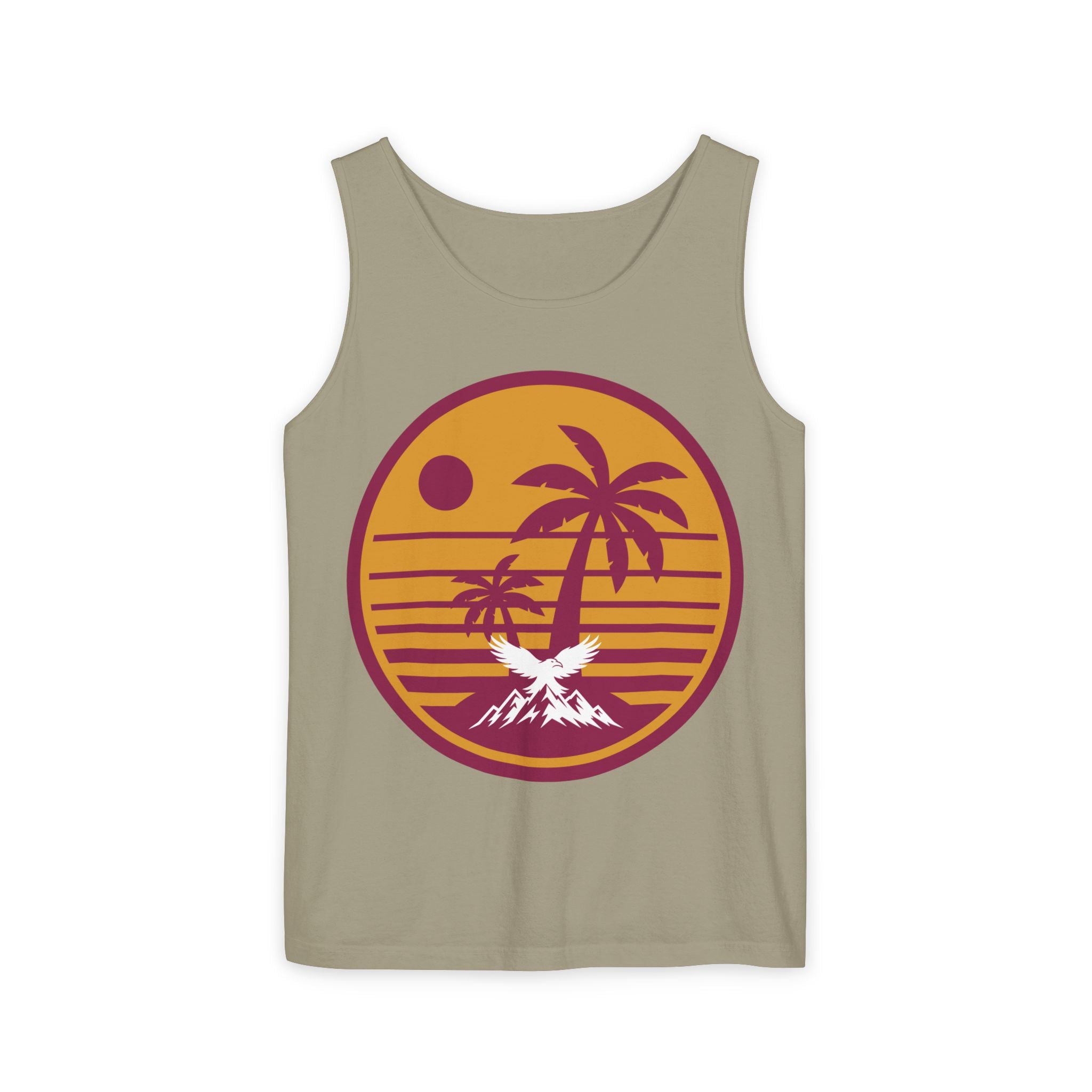 Ravens Summit Sunset Palm Tank Top  — Retro Beach Vibes Graphic Tank