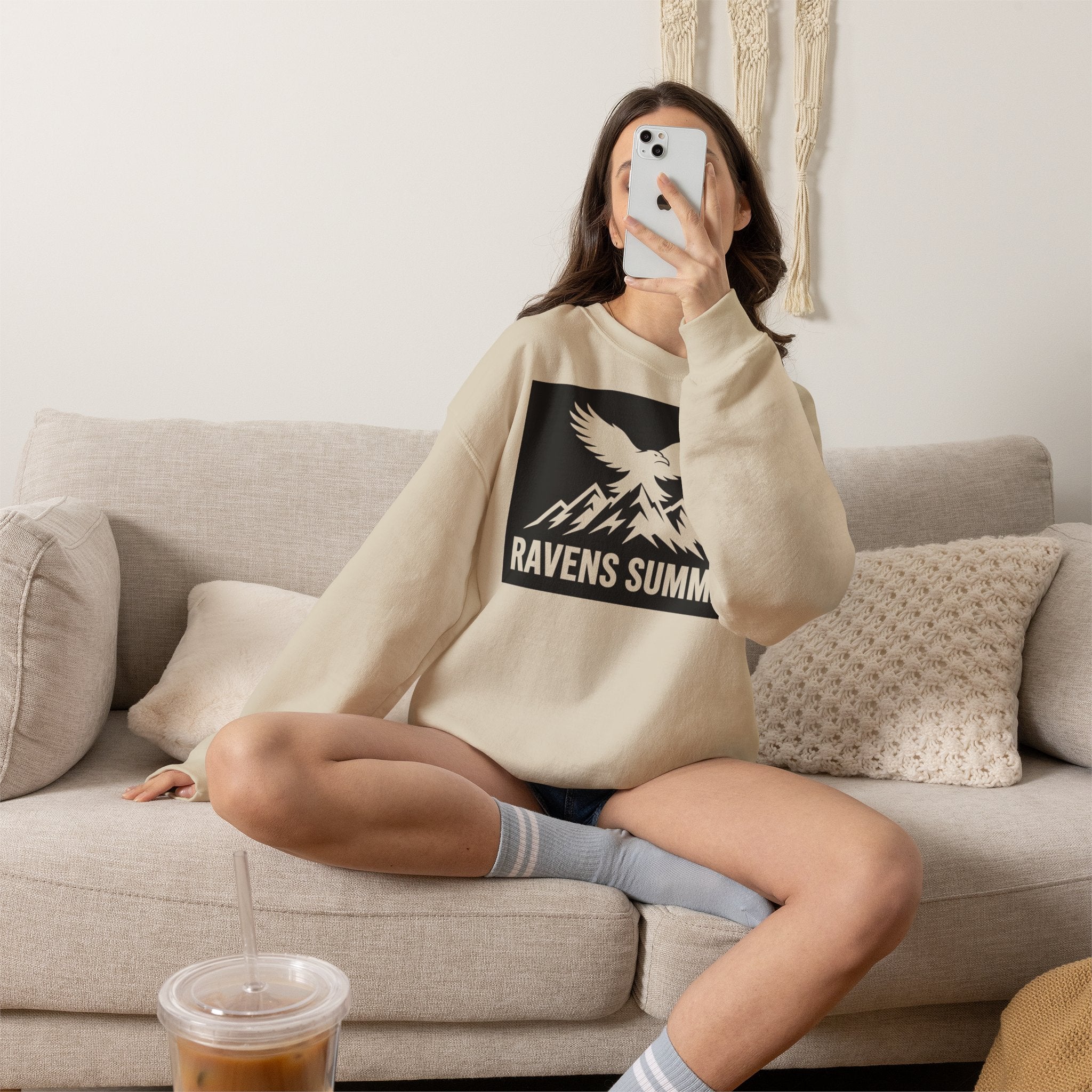 Ravens Summit Crewneck Sweatshirt — Mountain Raven Graphic Pullover