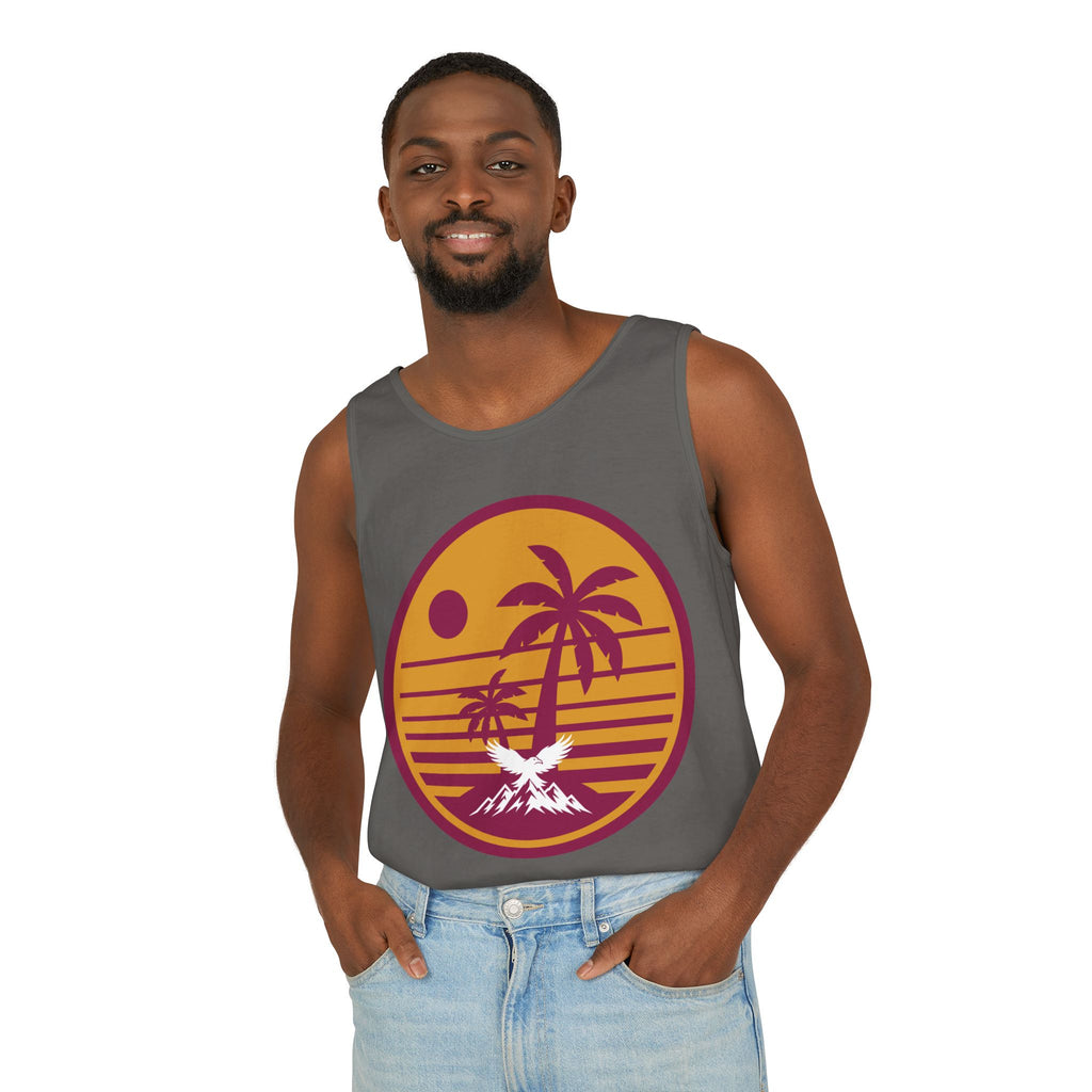 Ravens Summit Sunset Palm Tank Top  — Retro Beach Vibes Graphic Tank