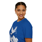 Mountain Raven Tee — Minimal Line Art Bird & Peaks Graphic T-Shirt
