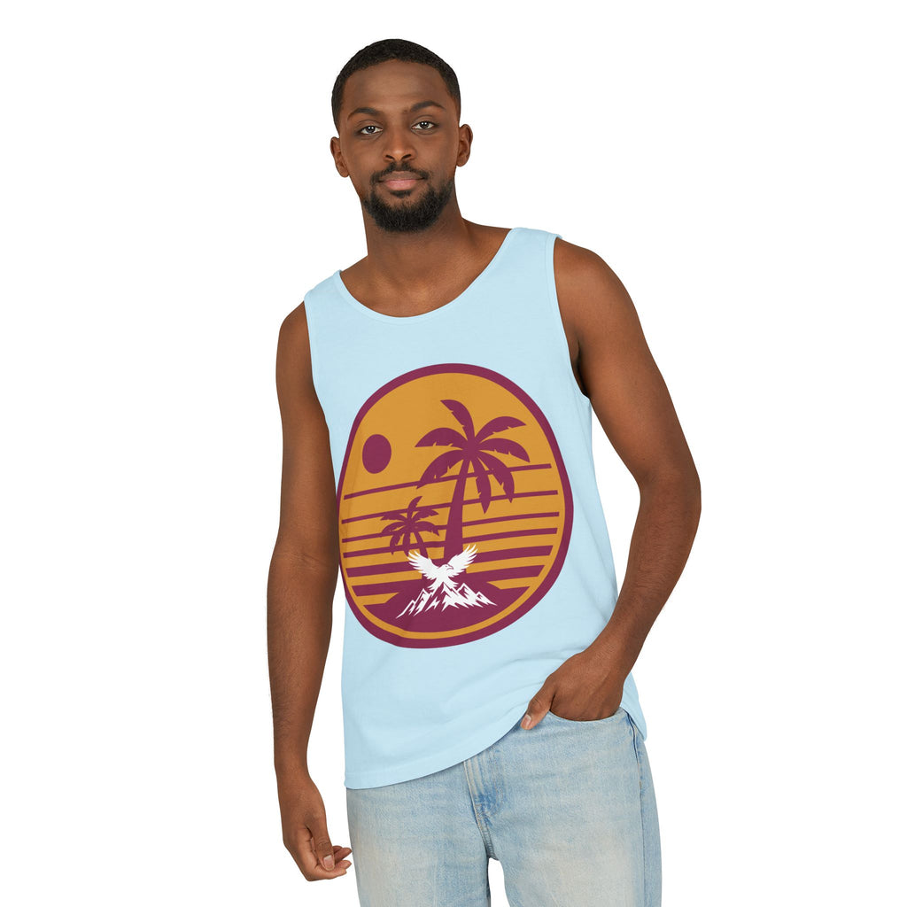 Ravens Summit Sunset Palm Tank Top  — Retro Beach Vibes Graphic Tank