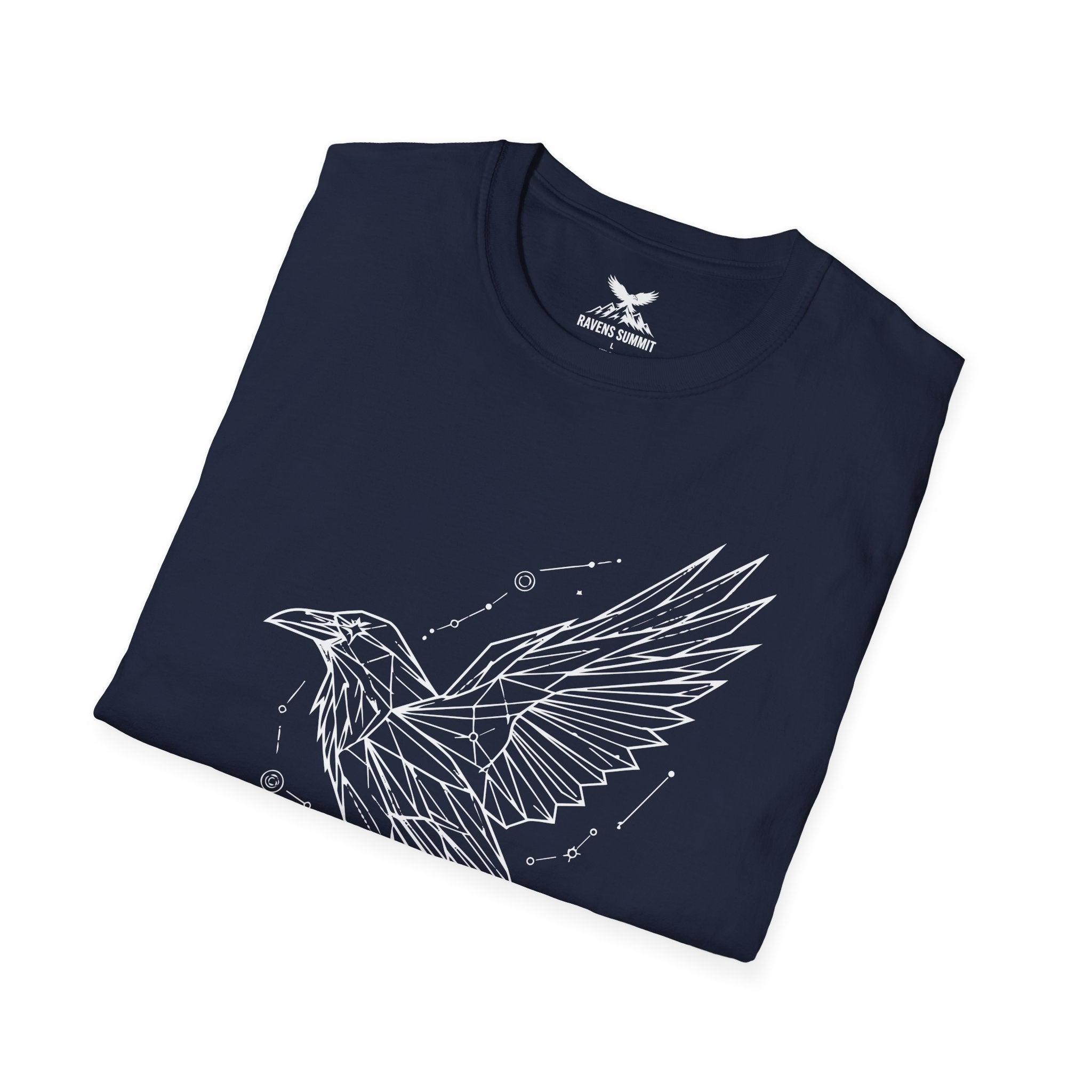 Geometric Raven Tee — Minimal Line Art Constellation T Shirt