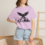 Ravens Summit Mountain T-Shirt — Eagle Over Peaks Graphic Tee Light
