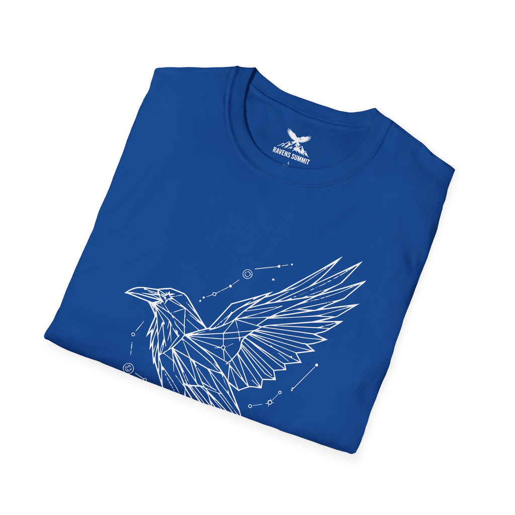 Geometric Raven Tee — Minimal Line Art Constellation T Shirt