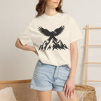 Ravens Summit Mountain T-Shirt — Eagle Over Peaks Graphic Tee Light