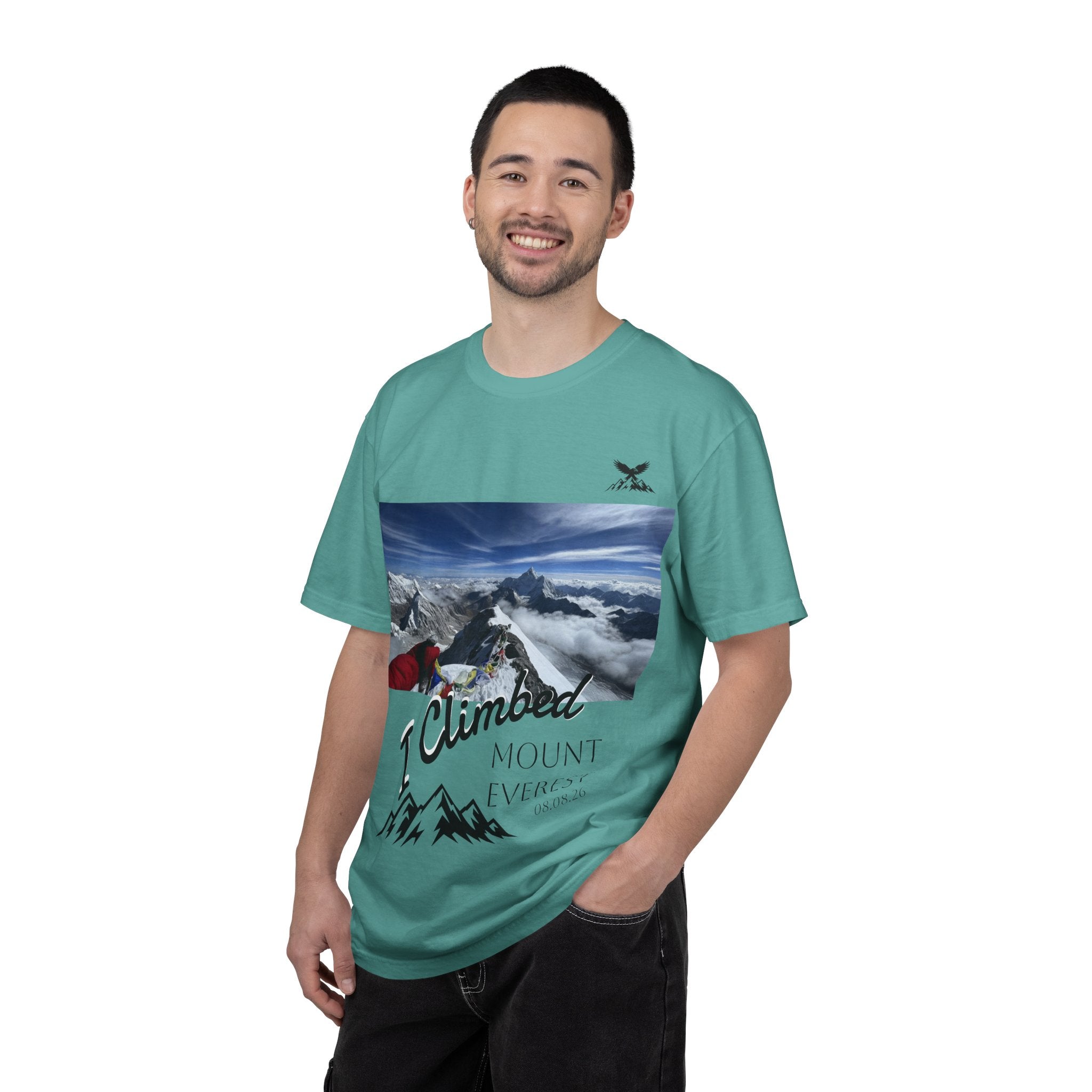 Mountain Climb Achievement Photo T-Shirt — "I Climbed Mount Everest" Adventure Tee