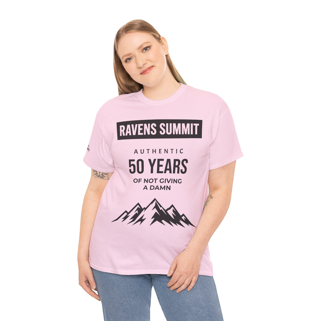 Customisable Ravens Summit 50 Years Tee — "Authentic 50 Years of Not Giving a Damn" Mountain Graphic T‑Shirt