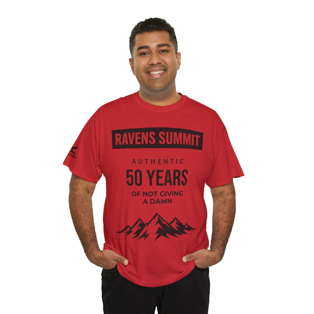 Customisable Ravens Summit 50 Years Tee — "Authentic 50 Years of Not Giving a Damn" Mountain Graphic T‑Shirt