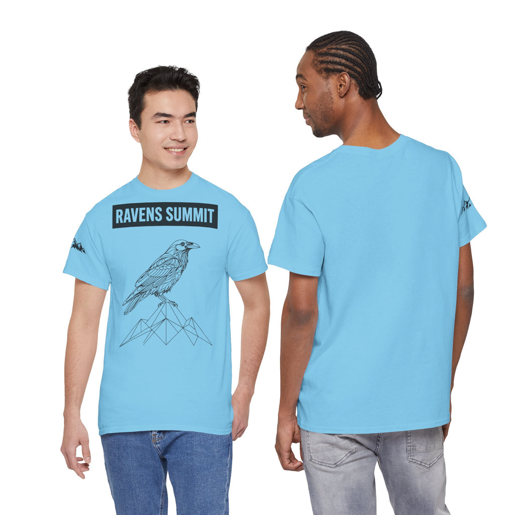 Raven Summit Tee — Minimal Mountain Raven Line Art Graphic T-Shirt
