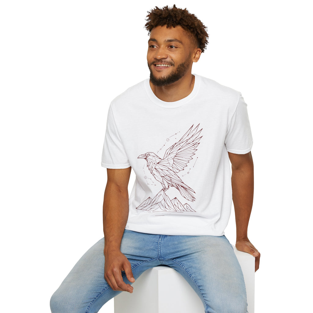 Geometric Raven Tee — Minimal Line Art Constellation T Shirt
