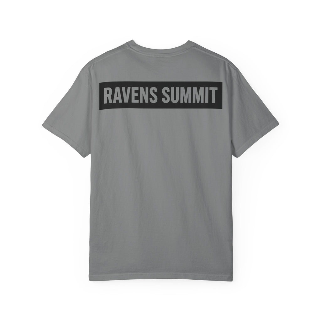 Ravens Summit Mountain T-Shirt — Eagle Over Peaks Graphic Tee Light
