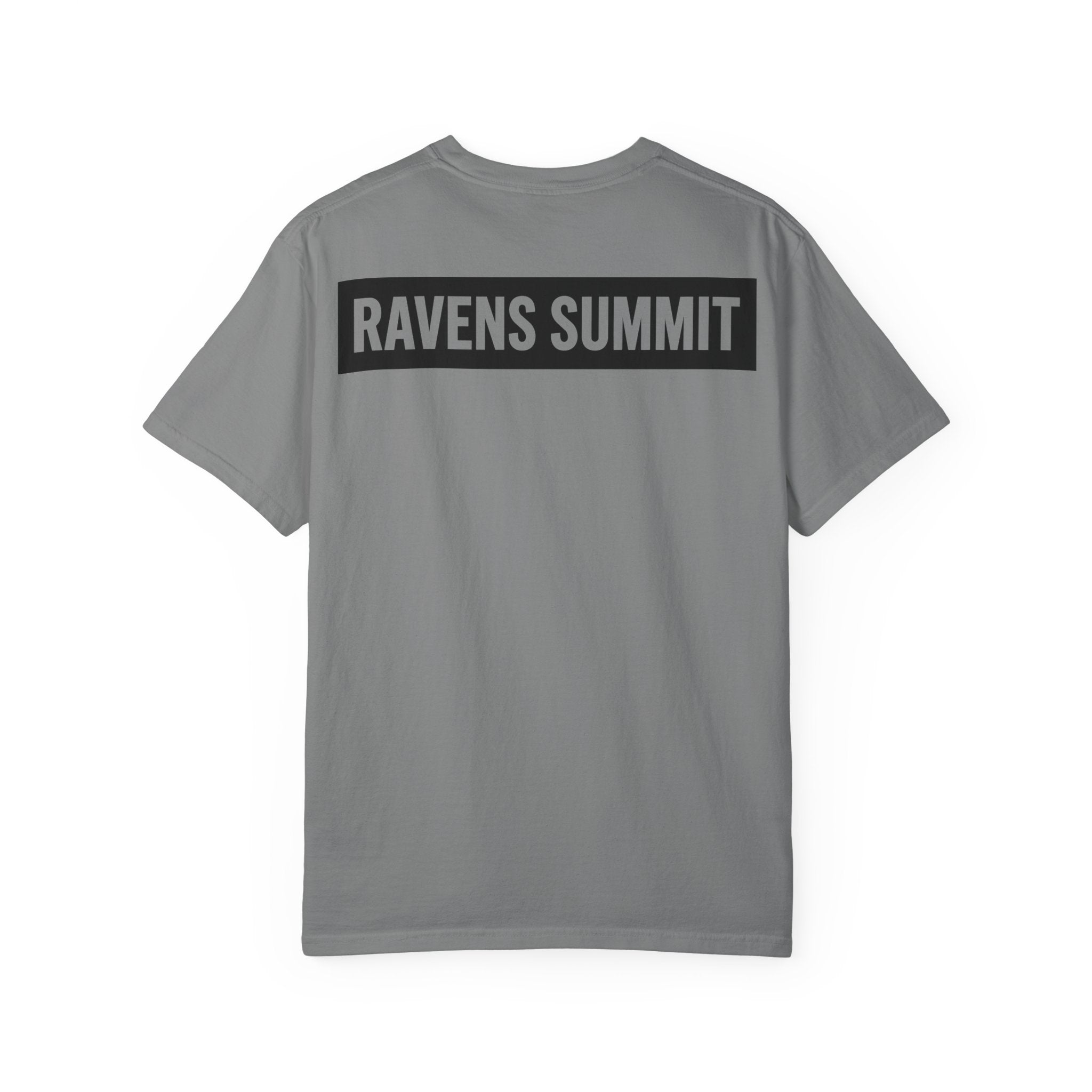 Ravens Summit Mountain T-Shirt — Eagle Over Peaks Graphic Tee Light