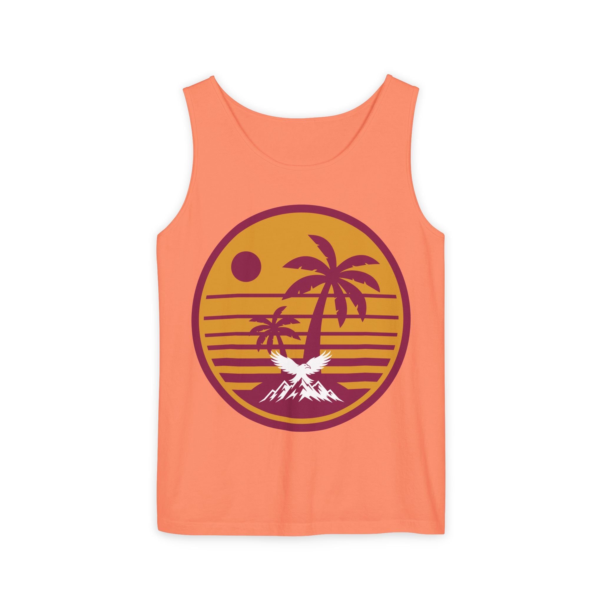 Ravens Summit Sunset Palm Tank Top  — Retro Beach Vibes Graphic Tank