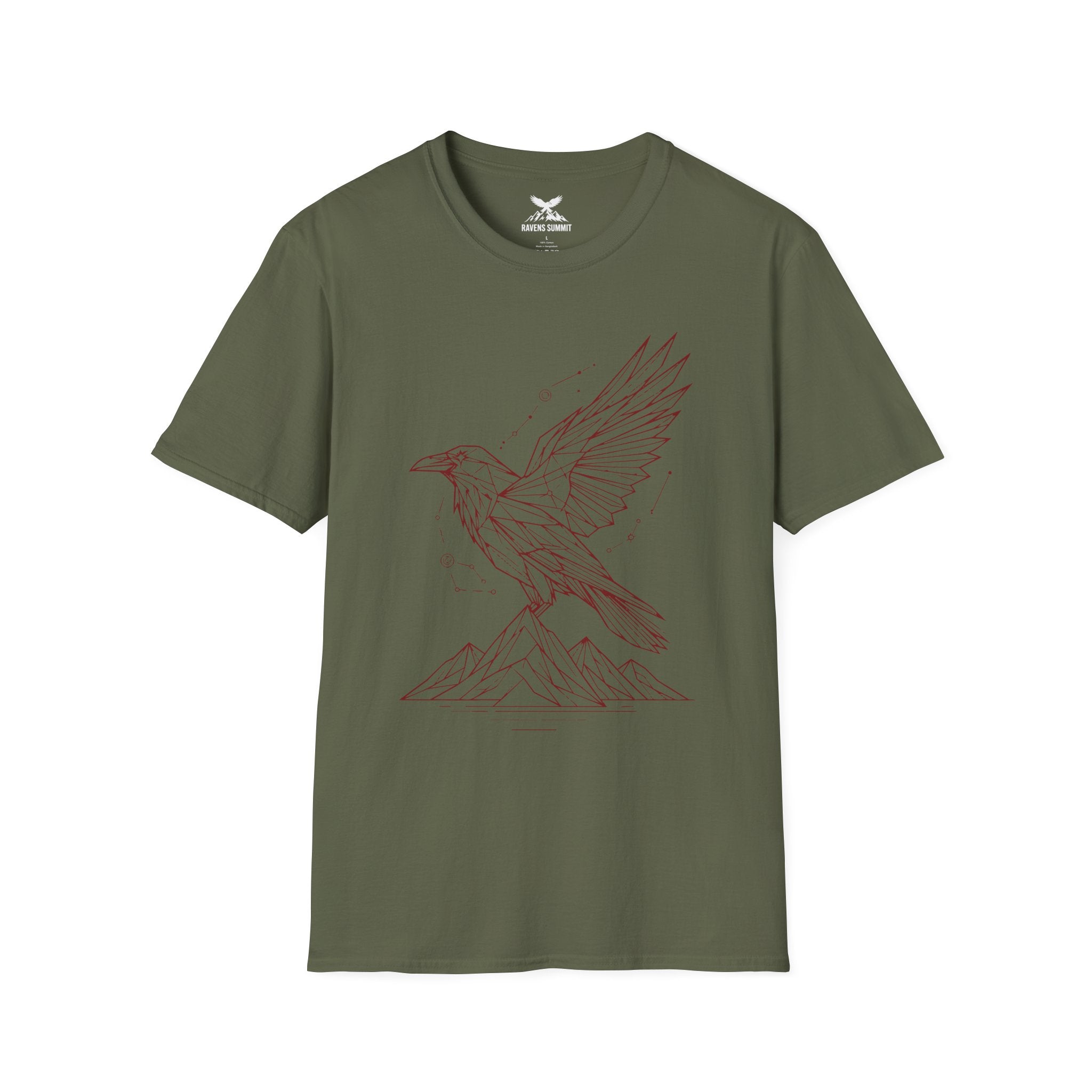 Geometric Raven Tee — Minimal Line Art Constellation T Shirt