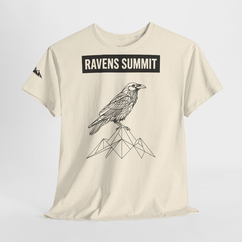 Raven Summit Tee — Minimal Mountain Raven Line Art Graphic T-Shirt