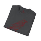 Raven Line Art T‑Shirt — Geometric Mountain Raven Sketch Tee