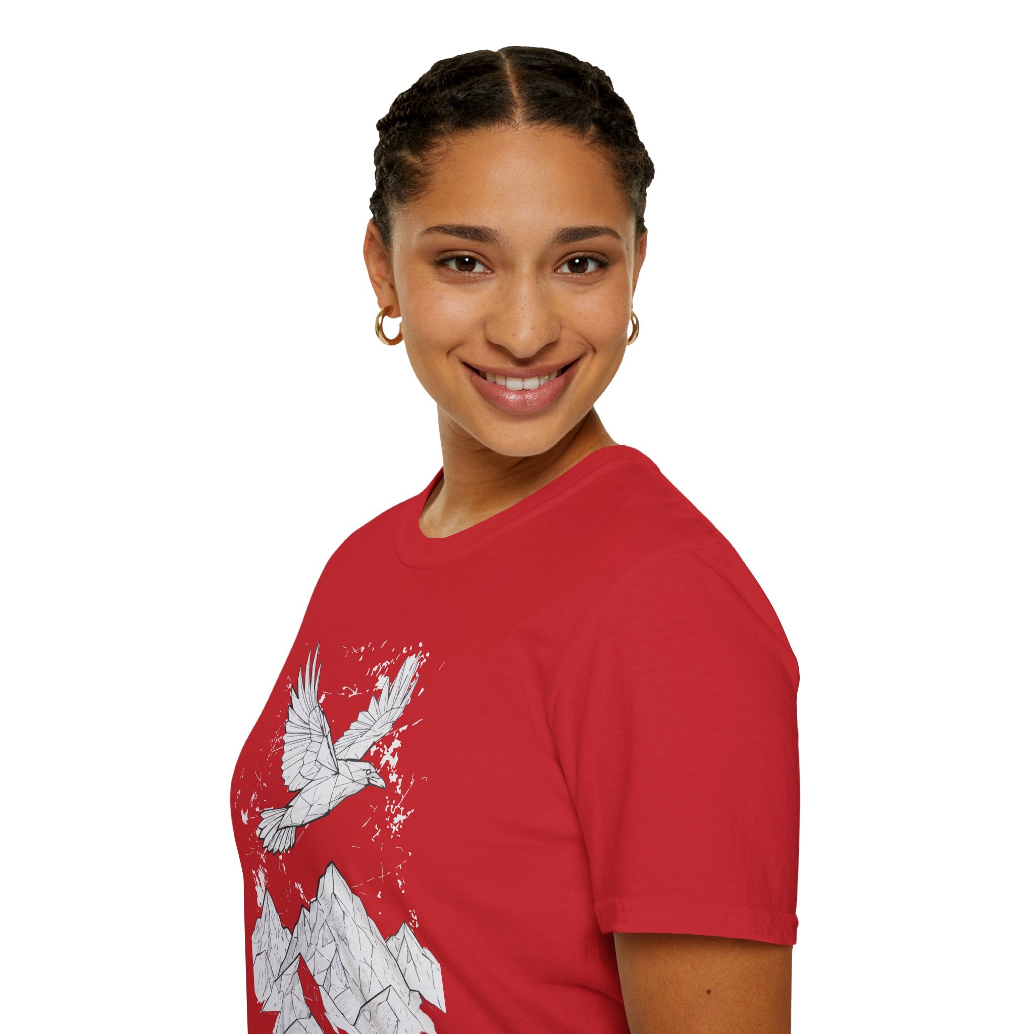 Mountain Raven Tee — Minimal Line Art Bird & Peaks Graphic T-Shirt