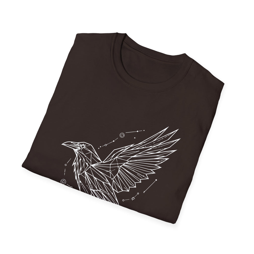 Geometric Raven Tee — Minimal Line Art Constellation T Shirt